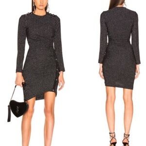 Veronica Beard Black & Silver Ruched Metallic Ira Dress 2